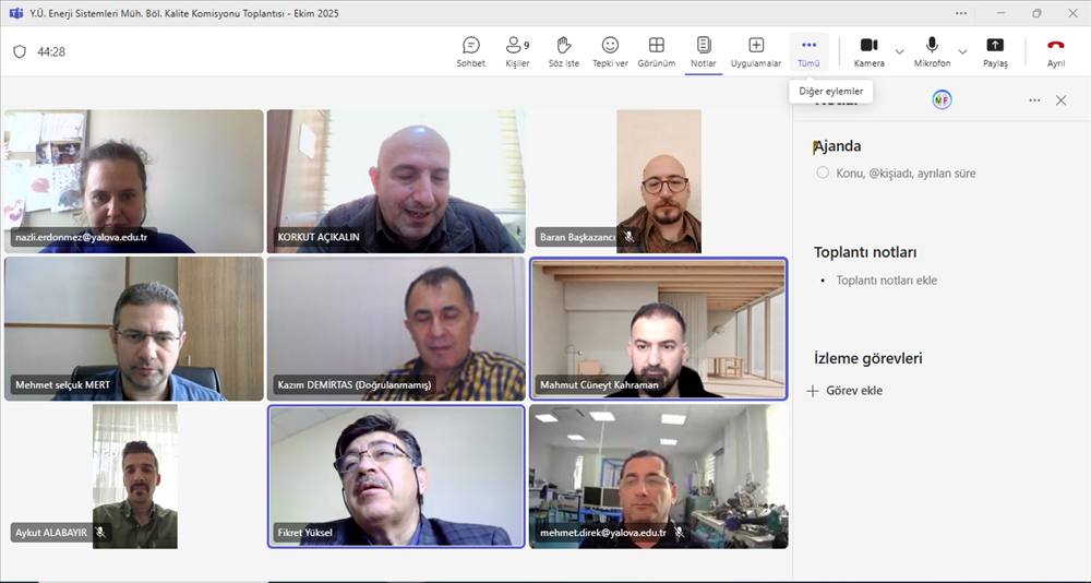Enerji Sistemleri Mühendisliği Bölümü 2025 Yılı 2. Kalite Komisyon Toplantısı
